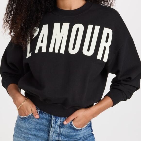 Clare Vivier L'Amour Le Drop Sweatshirt Black Top Clare V Womens Size Large EUC - Picture 3 of 13